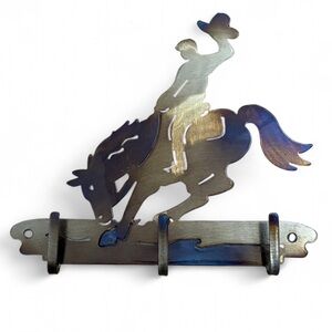 Bucking Bronco rider metal coat or keys hanger